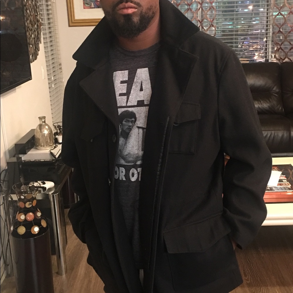 Calvin Klein Mens Wool Blend Winter Pea Coat